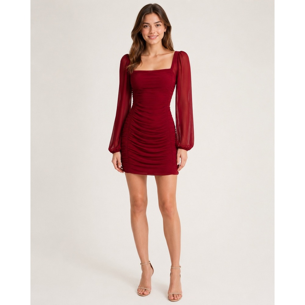 Burgundy Mini Dress Romantic Whimsigoth Bodycon Homecoming Autumn Wedding